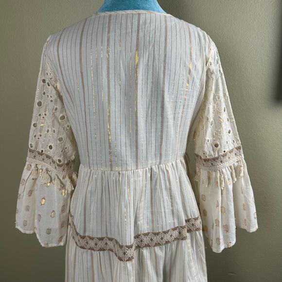 NAOO Nation AK Outfits Women S Dress 3/4 bell sleeve, 3 tiers BOHO peasant - Picture 6 of 10